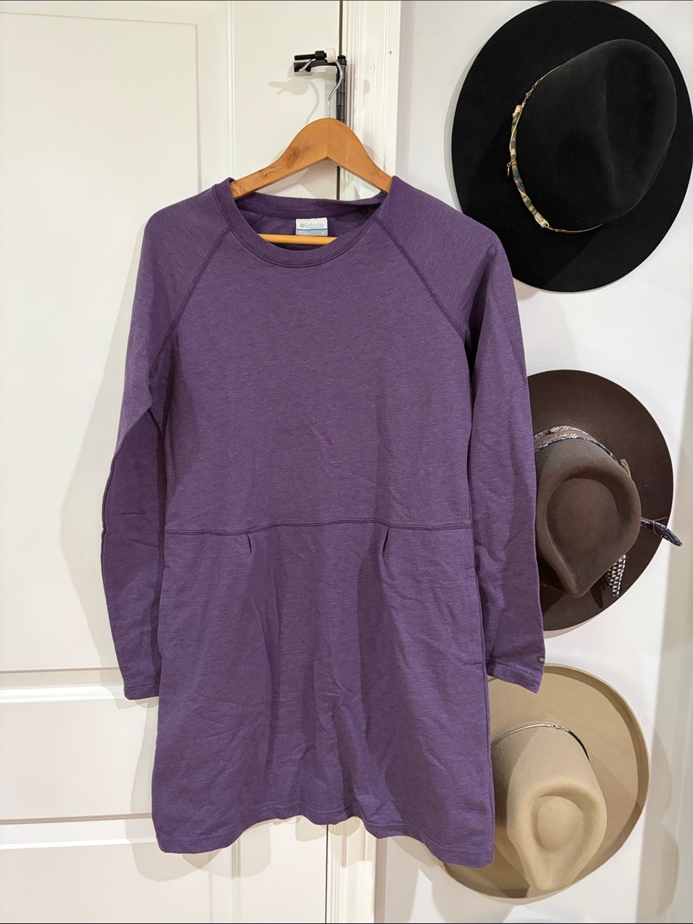Columbia Eggplant Purple Long Sleeve Midi Dress